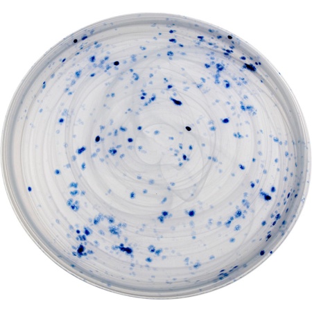 Блюдо стеклянное Ø28см Solar белое с синими крапинками детальная картинка 