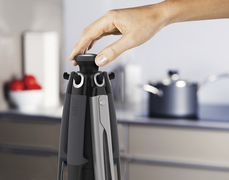 Набор из 6 кухонных инструментов Elevate с щипцами на подставке, серый - 10151 Joseph Joseph детальная картинка 