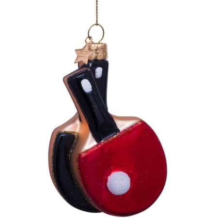 Новогоднее украшение из стекла Vondels "Пинг-понг" 9см детальная картинка 