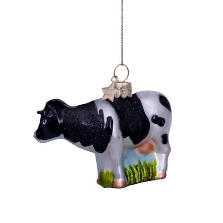 Новогоднее украшение из стекла Vondels "Корова" 7см - в подарочной коробке детальная картинка 