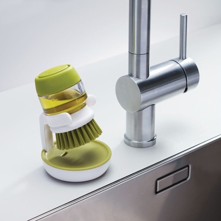 Щетка с дозатором для моющего средства Palm Scrub зеленая - 85004 Joseph Joseph детальная картинка 