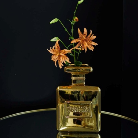 Ваза для цветов "Perfume Bottle" 19.5x8.5x29.7см золотая детальная картинка 