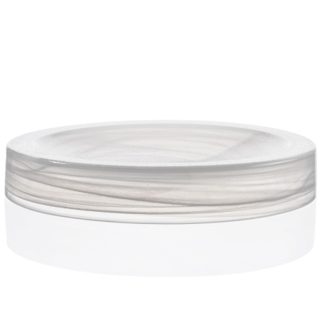 Блюдо-подиум стеклянный Ø30x(h)4см Hollow белый дым детальная картинка 