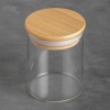 Стеклянная банка 180мл с бамбуковой крышкой Ø6.5x8см детальная картинка 