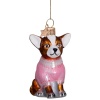 Новогоднее украшение из стекла Vondels "Чихуахуа в розовой кофте" 8см детальная картинка 
