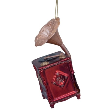 Новогоднее украшение из стекла Vondels "Граммофон" 12см детальная картинка 