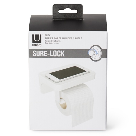 Держатель для туалетной бумаги с полочкой Flex, белый детальная картинка 