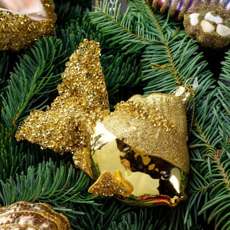 Новогоднее украшение из стекла Vondels "Золотая рыбка" 10см детальная картинка 