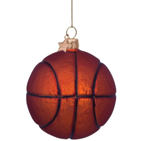 Новогоднее украшение из стекла Vondels "Баскетболный мяч" basketball 9см детальная картинка 
