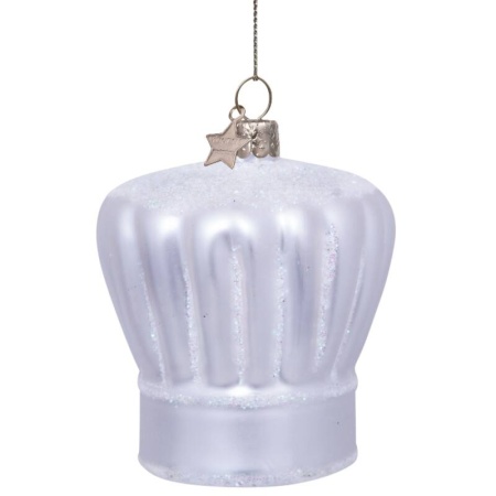 Новогоднее украшение из стекла Vondels "Серебристый колпак повара" 7см детальная картинка 