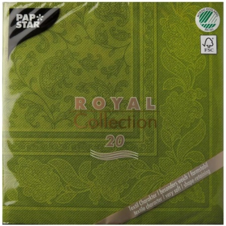 Салфетка 40x40см ROYAL Collection Ornaments оливковая, 20шт детальная картинка 