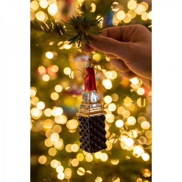 Фото Новогоднее украшение из стекла Vondels "Красная помада" 11см