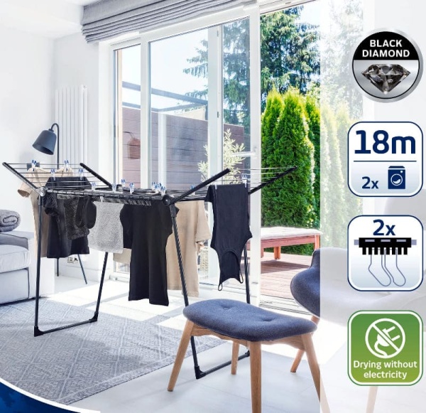 Фото Сушилка для белья 87x157x66см PEGASUS 180 Solid Black