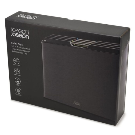 Набор разделочных досок 34x24см Folio Steel черный, 4шт - 60171 Joseph Joseph детальная картинка 