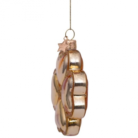 Новогоднее украшение из стекла Vondels "Золотой клевер" 8см детальная картинка 