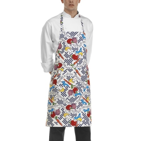 Фартук с нагрудником и карманом, поварской колпак - цвет fantasy - 100% хлопок - 190г/м2 детальная картинка 