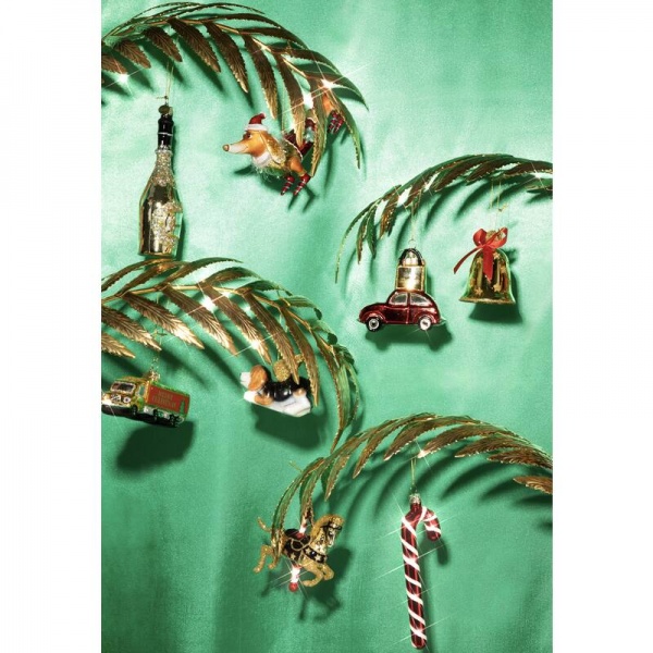 Фото Новогоднее украшение из стекла Vondels "Золотая карусельная лошадка" 9см