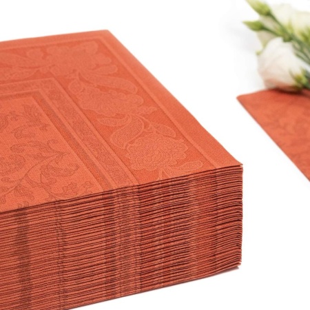 Салфетка 40x40см ROYAL Collection Ornaments терракот, 50шт детальная картинка 