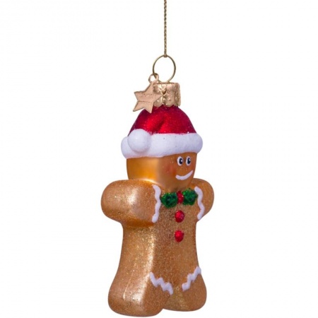 Новогоднее украшение из стекла Vondels "Имбирный пряничный человечек" 8.5см детальная картинка 