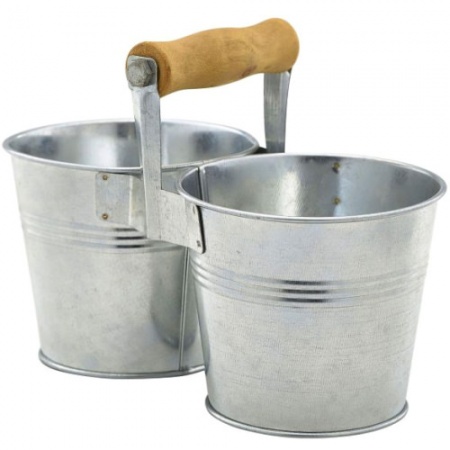 Ведерко сервировочное Ø10см двойное с деревянной ручкой детальная картинка 