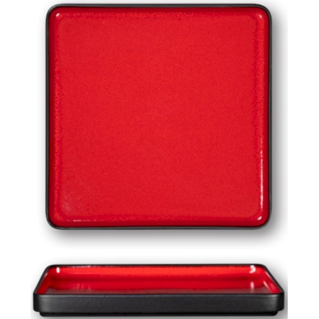 Тарелка квадратная 32х(h)2см FRACTAL Fire Red детальная картинка 