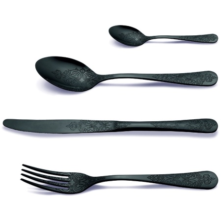 Набор столовых приборов ANTIQUE black - 24шт в деревянном боксе детальная картинка 