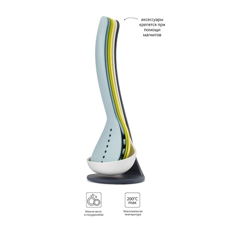 Набор кухонных инструментов Nest Plus Opal, 5 предметов на подставке - 10140 Joseph Joseph детальная картинка 