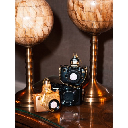 Новогоднее украшение из стекла Vondels "Черный фотоаппарат" 9см детальная картинка 