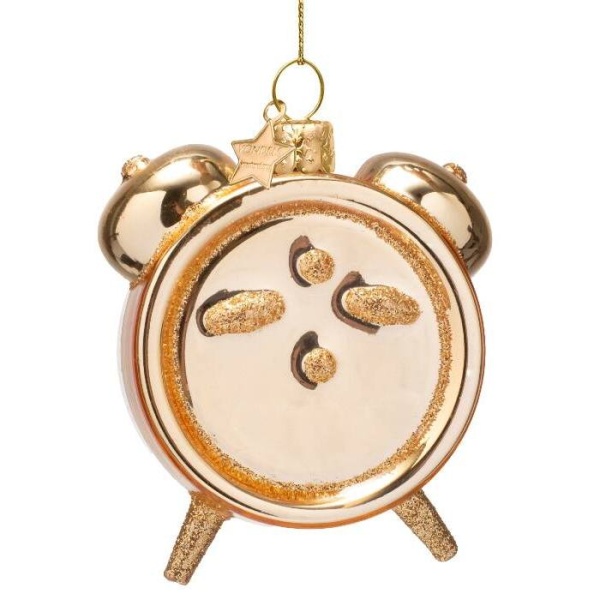 Фото Новогоднее украшение из стекла Vondels "Будильник" 9см