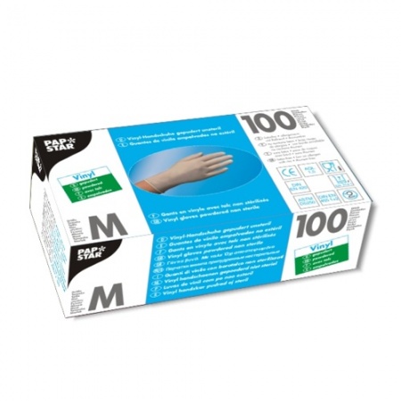 Перчатки виниловые M, 100шт детальная картинка 