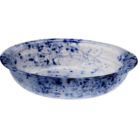 Салатник стеклянный Ø20x(h)4.5см Solar белый с синими крапинками детальная картинка 