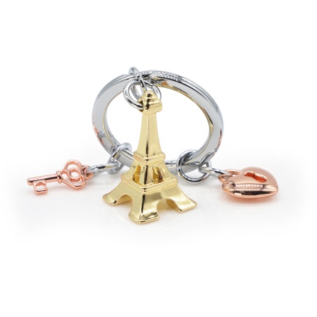 Брелок для ключей "Эйфелева башня и замок-сердце с ключом" детальная картинка 