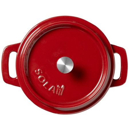 Кокот с крышкой Ø10см 200мл красный детальная картинка 