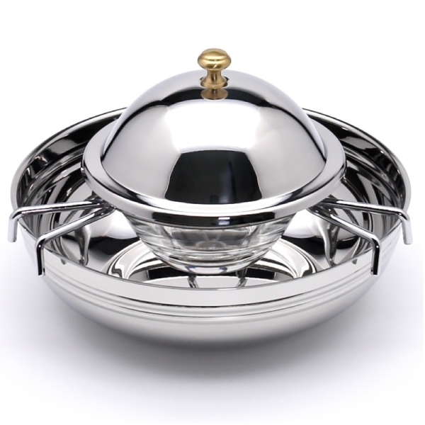 Фото Икорница - чаша из стекла с крышкой из нерж.стали