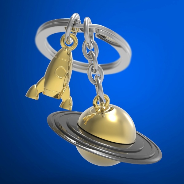 Фото Брелок для ключей "Сатурн и ракета"