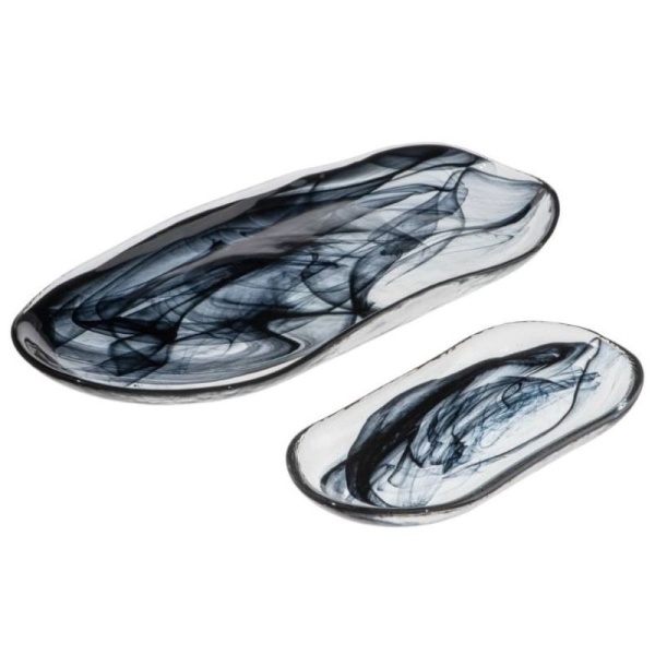 Фото Блюдо овальное стеклянное 35.2x19.7x(h)3.2см Atlas черный дым