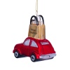 Новогоднее украшение из стекла Vondels "Красная машина с золотой сумкой" 9см детальная картинка 