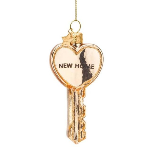 Фото Новогоднее украшение из стекла Vondels "Блестящий ключ" 8.5см