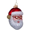Новогоднее украшение из стекла Vondels "Санта в очках" 10см детальная картинка 