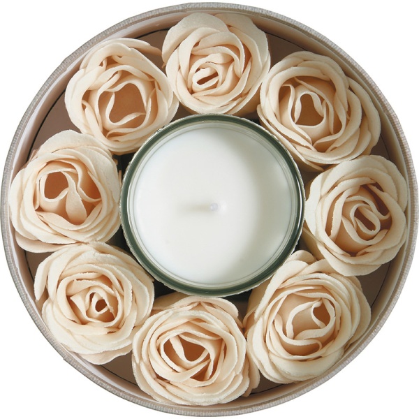 Подарочный набор аромасвеча + роза из мыла Carnets d'Artistes - Sublime Jasmin - Великолепный жасмин детальная картинка 