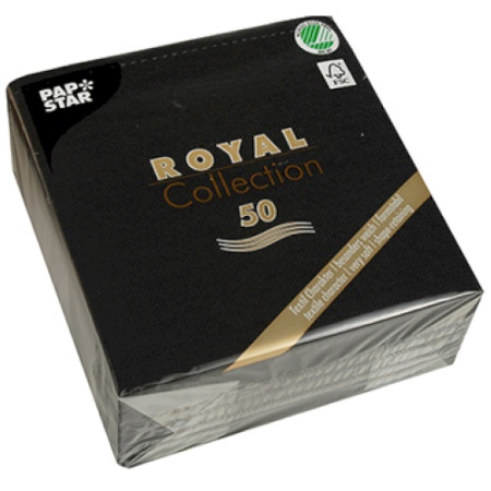 Салфетка 1/4 33x33см ROYAL Collection черная, 50шт детальная картинка 