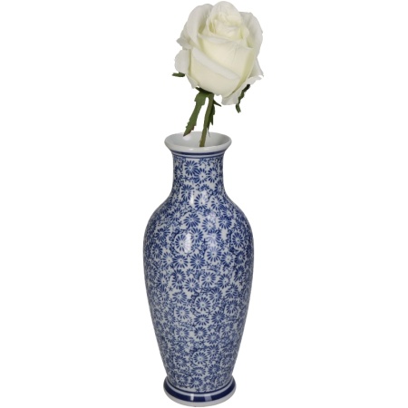 Ваза для цветов фарфоровая 10x10x26см синяя детальная картинка 