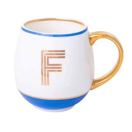 Кружка Library золотая буква «F» (голубого цвета) детальная картинка 