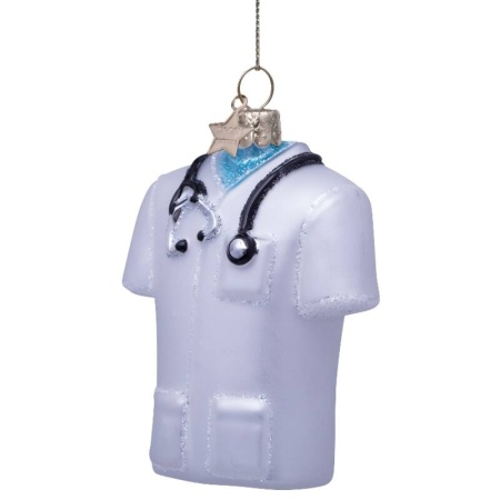 Новогоднее украшение из стекла Vondels "Халат доктора" 8см детальная картинка 