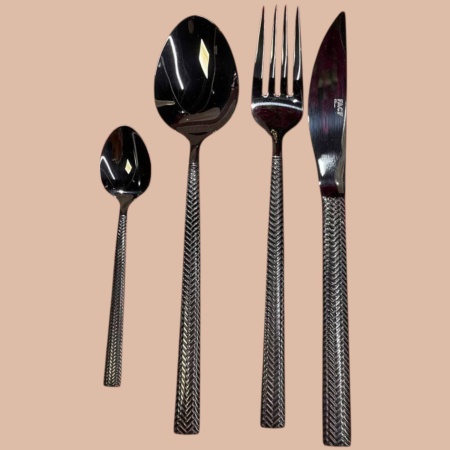 Набор столовых приборов HERA black - 24шт в деревянном боксе детальная картинка 