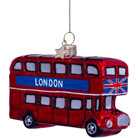 Новогоднее украшение из стекла Vondels "Лондонский автобус" 7.5см детальная картинка 