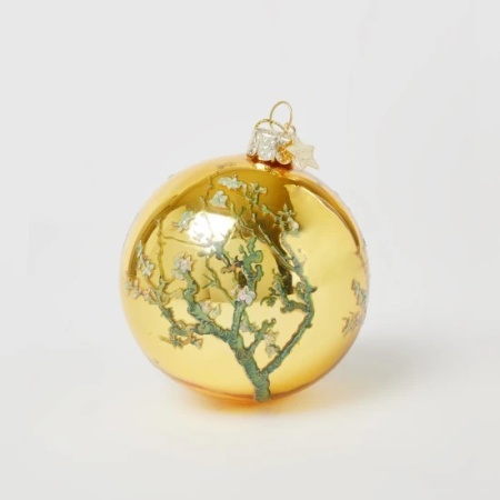 Новогоднее украшение из стекла Vondels "Цветущий миндаль Ван Гога" 8см - в подарочной упаковке детальная картинка 