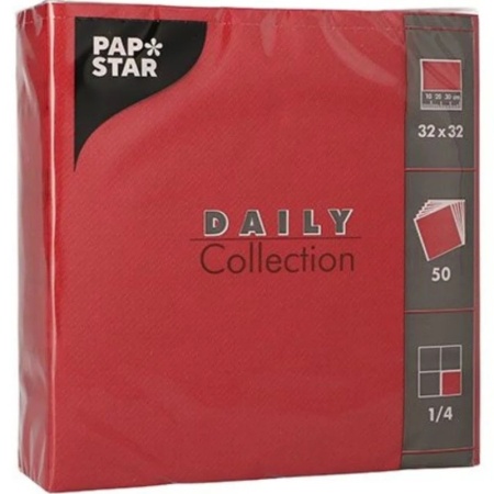 Салфетка 2сл 1/4 32x32см DAILY Collection бордо, 50шт детальная картинка 