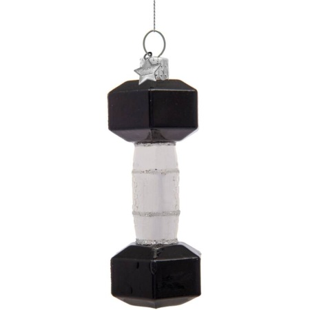 Новогоднее украшение из стекла Vondels "Гантель" 10.5см детальная картинка 