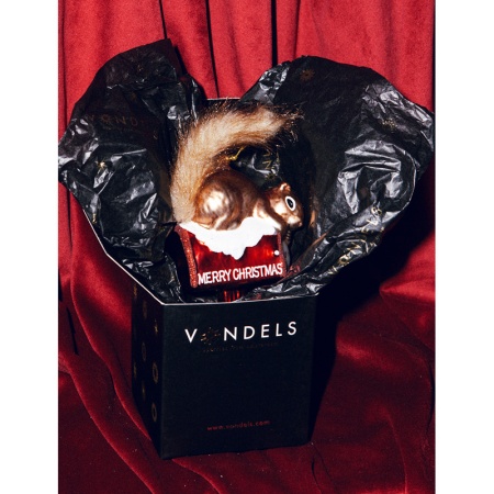 Новогоднее украшение из стекла Vondels "Белка на почтовом ящике" 12см детальная картинка 